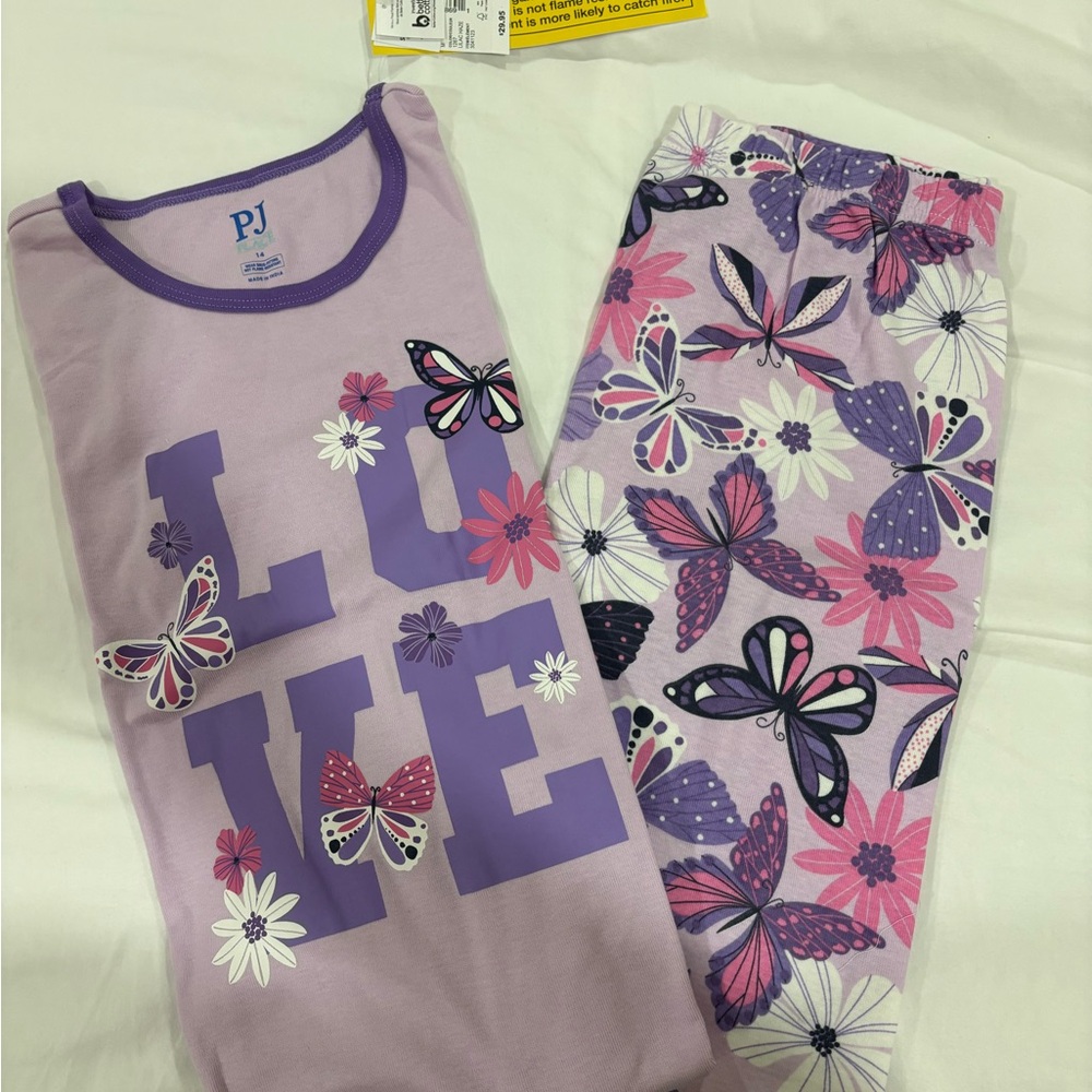 Place Kids Pajama Set - Lavender and Pink Butterfly Design